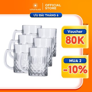 Bộ 6 Cốc Quai Thuỷ Tinh VTC094 LOTUS GLASS Hàng Cao Cấp Chính Hãng, An Toàn, Chống Bám Bẩn