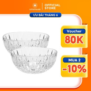 Bộ 2 bát tô thủy tinh cao cấp LOTUS GLASS VTC44B họa tiết kim cương dung tích 1580ml dùng để đựng canh, cơm