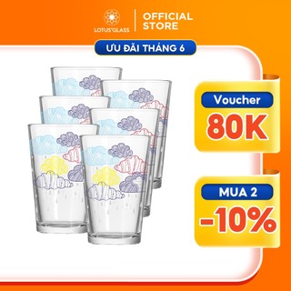 Bộ 3,4 cốc côn cao thủy tinh LOTUS GLASS VTC501 trong suốt cao cấp, an toàn, dùng để uống nước ép, sinh tố, sữa