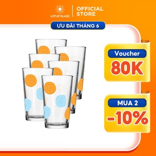 Bộ 6 cốc côn cao thủy tinh LOTUS GLASS VTC502 trong suốt cao cấp, an toàn, dùng để uống nước ép, sinh tố, sữa