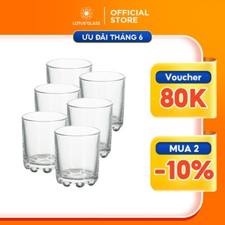 Bộ 6 cốc thủy tinh LOTUS GLASS VTC23 trong suốt cao cấp, an toàn, dùng để uống nước