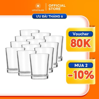 Bộ 12 cốc rượu đáy bằng thủy tinh LOTUS GLASS VTC07T trong suốt cao cấp, an toàn