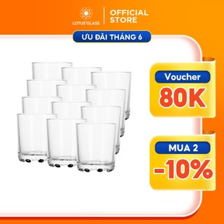 Bộ 12 cốc uống trà nóng thủy tinh LOTUS GLASS VTC72 trong suốt cao cấp, an toàn