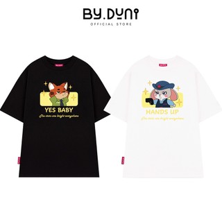 Áo thun cặp đôi BY.DUNI nam nữ form rộng LocalBrand tay lỡ unisex, áo cặp bạn thân cotton THỎ và CÁO V.2