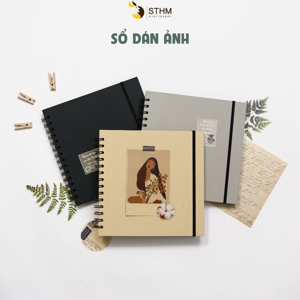 [STHM stationery]  - Sổ dán ảnh, sổ lưu bút - Scrapbook khổ vuông 50 trang giấy mỹ thuật 250gsm
