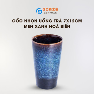 Cốc Nhọn Uống Trà Men Xanh Hoả Biến 7x12 - Cốc Cao Cấp Bát Tràng