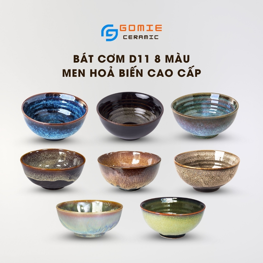 Bát Cơm D11  - Chén Cơm (8 màu)- Men hoả biến gốm sứ Bát Tràng