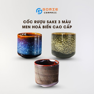 Cốc Rượu Sake 3 màu men hỏa biến - Cốc Uống Rươu Gốm Sứ 4x7cm - Gốm Sứ Cao Cấp Bát Tràng
