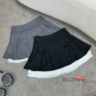 Chân váy xếp ly chân ren xoè nơ hàng qc ms17231