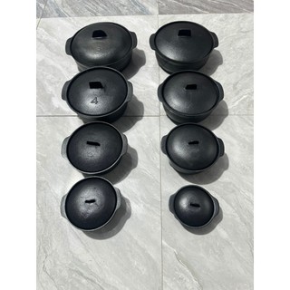 Thố gang đúc chống dính,kho thịt cá, nấu lẩu, cơm thố size 12cm-26cm