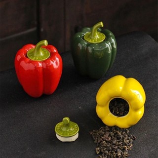 Hũ đựng trà hộp trà, Đựng Đồ Khô bằng gốm hình quả Ớt cỡ lớn 180ml chống ẩm tốt