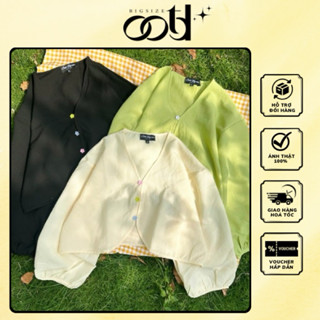 Áo khoác cardigan bigsize mỏng cúc hoa màu (OOTD BIGSIZE 60-90KG)