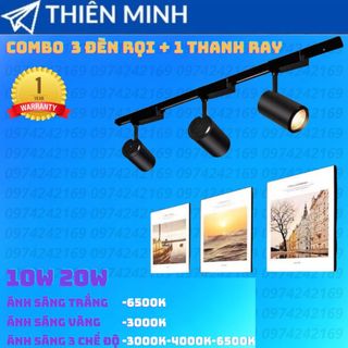 Combo 1 thanh ray 1m và 3 đèn rọi mini 10w hoặc 20w trang trí