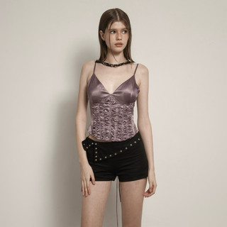 Áo corset silk kéo khoá bên cạnh - prescott corset