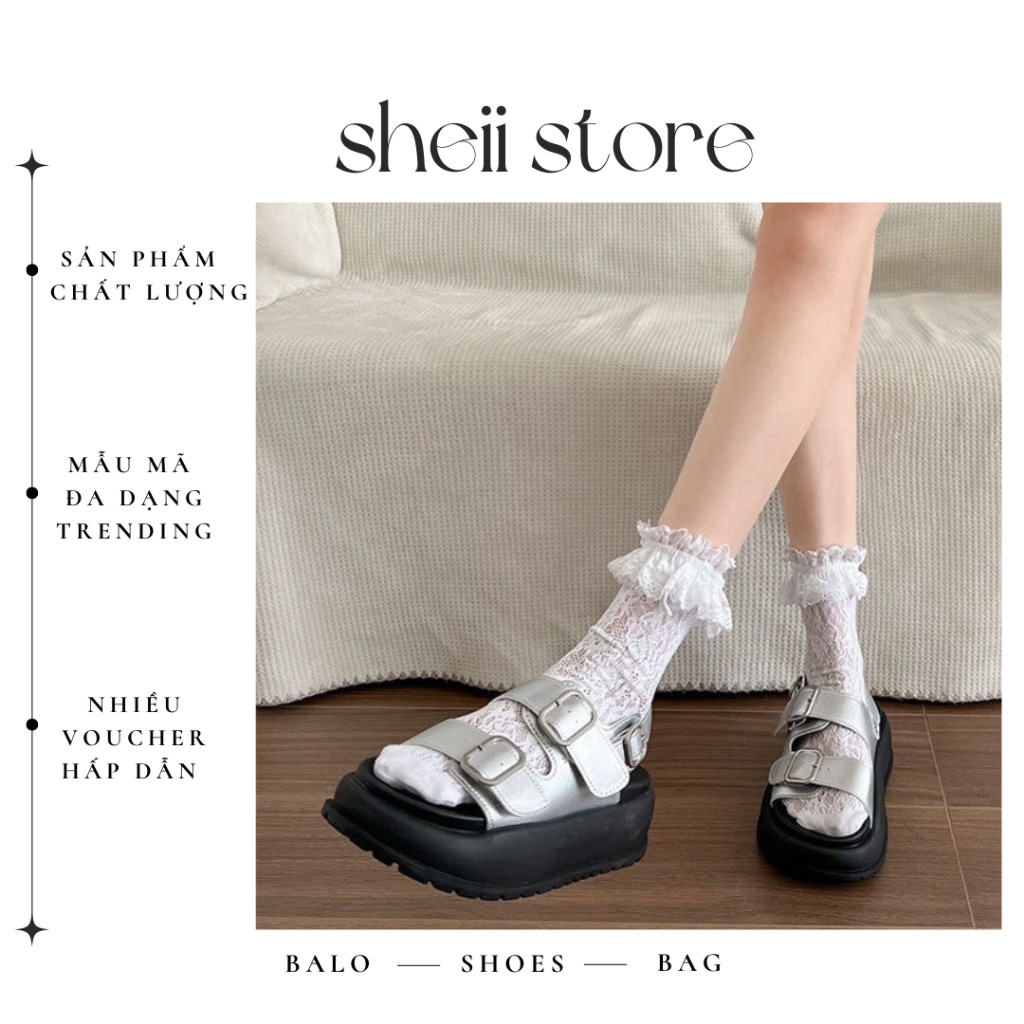 HÀNG QC giày dép nữ basic sandal quai ngang đế cao 3cm [sheii.store]