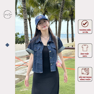 Áo sơ mi denim Spring form ngắn cộc tay Aojeancrt7019 P0K17