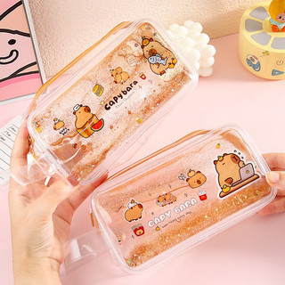 Túi Đựng Bút Túi Bút Nước Kim tuyến Hình Capybara Kapybara Gấu Nước Lấp Lánh Kim Tuyến Chảy Hình Hộp