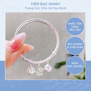 Vòng chuông bạc khắc tên cho bé PANSY - Vòng bạc cho bé khắc tên miễn phí