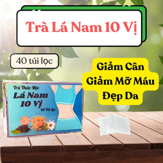 Trà Lá Nam 10 Vị, giảm cân, giảm mỡ máu, đẹp da, 40 túi lọc, trà tự nhiên không đường, không chất bảo quản