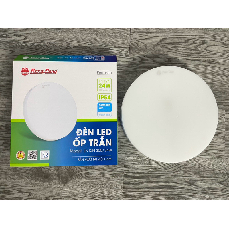[ CHÍNH HÃNG] Đèn LED ốp trần tròn tràn viền LN12N 24W 300 Rạng Đông BẢO HÀNH 24 THÁNG