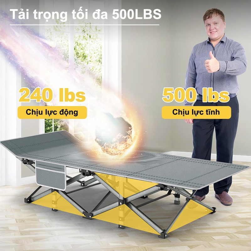 MY Giường Xếp Gọn Văn Phòng Chân Kim Loại di động Ngủ Trưa, đi Cắm Trại, Decor Homestay đẹp 190CM | BigBuy360 - bigbuy360.vn