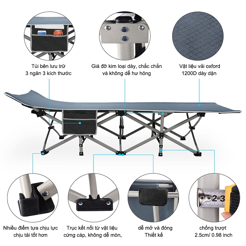 MY Giường Xếp Gọn Văn Phòng Chân Kim Loại di động Ngủ Trưa, đi Cắm Trại, Decor Homestay đẹp 190CM | BigBuy360 - bigbuy360.vn