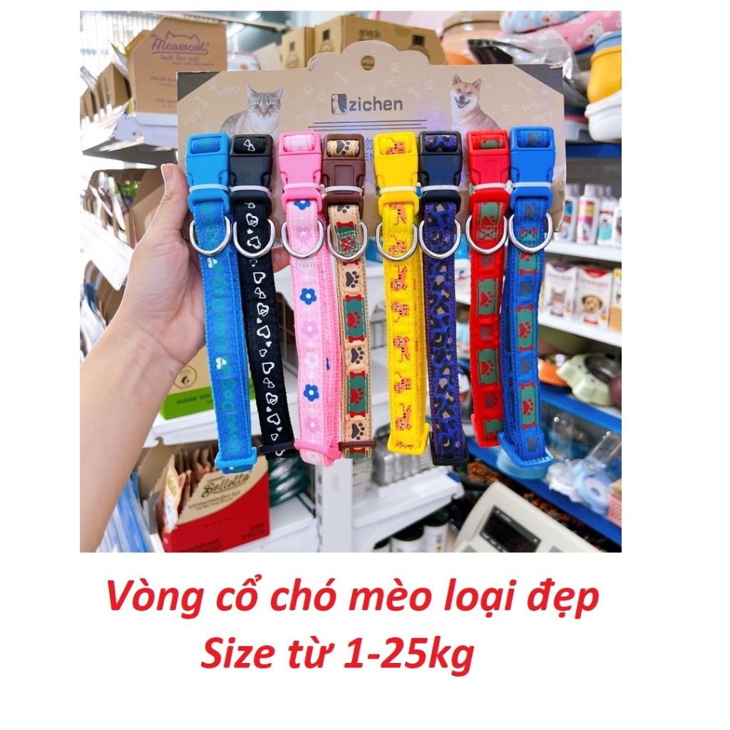 Vòng cổ chó mèo Zichen từ 1-25kg, chất liệu vải dù chắc chắn điều chỉnh được độ rộng