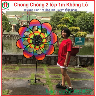 Chong chóng 2 lớp 1m khổng lồ, mới 2024, không kèm chân trụ, tặng kèm keo 502, chong chóng nhỏ