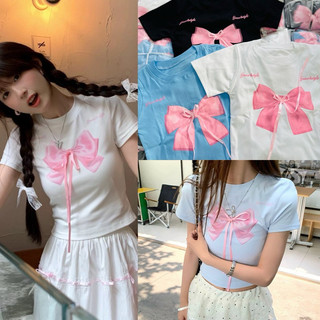 ÁO CROPTOP NƠ HỒNG (đã kèm hình thật)