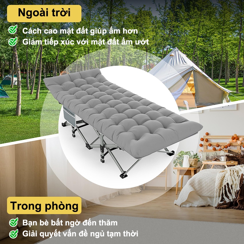 MY Giường Xếp Gọn Văn Phòng Chân Kim Loại di động Ngủ Trưa, đi Cắm Trại, Decor Homestay đẹp 190CM | BigBuy360 - bigbuy360.vn