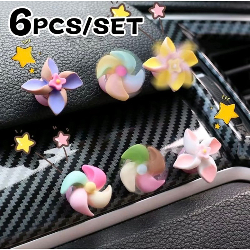 Set 6 chong chóng xoay mini trang trí xe
