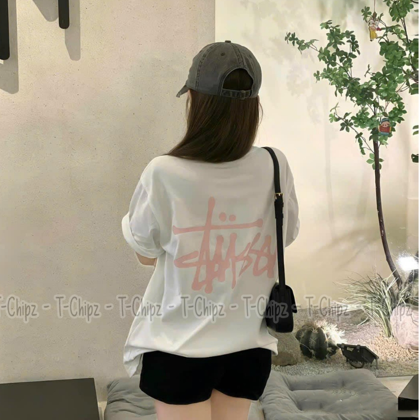 Áo Thun Stussy Hồng Nhạt Basic Chữ Tròn Basic Nam Nữ Tchipz Form Rộng Chất Vải Cotton 250gsm Cao Cấp | BigBuy360 - bigbuy360.vn