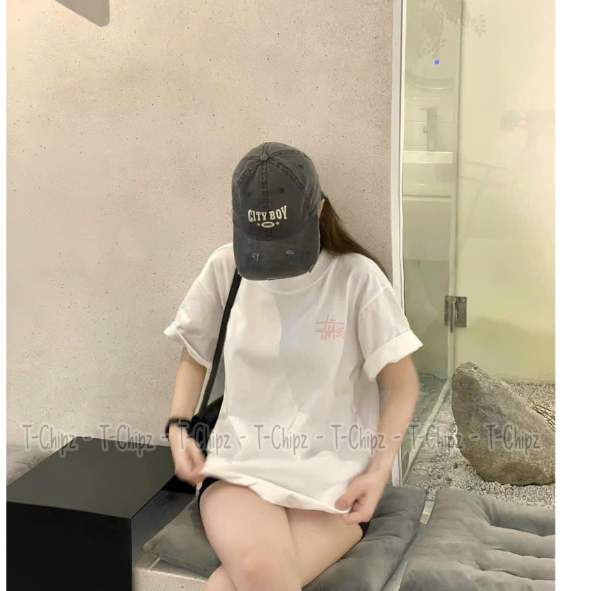Áo Thun Stussy Hồng Nhạt Basic Chữ Tròn Basic Nam Nữ Tchipz Form Rộng Chất Vải Cotton 250gsm Cao Cấp | BigBuy360 - bigbuy360.vn