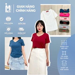 Áo thun cotton bozip cổ tim mes by cái thủy trơn,bảng màu trend chất cotton mát 1946