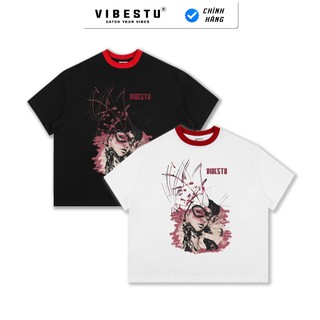 Áo Thun Local Brand VIBESTU "Harley Quinn", Áo Thun Boxy Form Rộng Unisex 250Gsm 100% Cotton