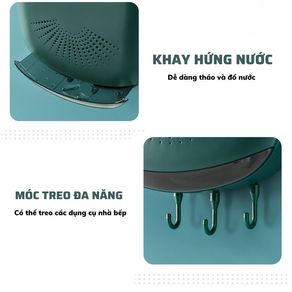 AH88 Hộp Đựng Đũa Treo Tường Thoáng Khí, Ngăn Ẩm Mốc Có Khay Đỡ Nước, Có Nắp Đậy Chống Bụi, Côn Trùng, Có Móc Treo
