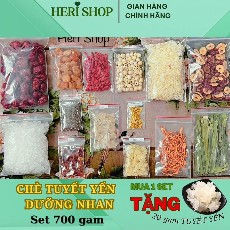 SET 700g Chè Dưỡng Nhan Tuyết Yến - 14vị- Nấu 45-50 chén chè - Heri Shop 0106
