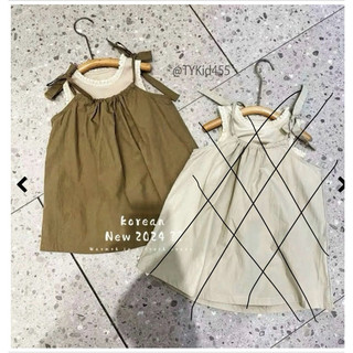 Set áo kem yếm nâu style Hàn Quốc bé gá 9-25kg (tone nâu)