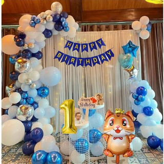 Combo Set bóng trang trí sinh nhật bé trai và bé gái , rèm, hpbd