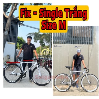 Xe Đạp Thể Thao Single Và Fixed Gear Màu Trắng Vành 4 Phân (Kèm Dây Strap Và Đồ Lắp)