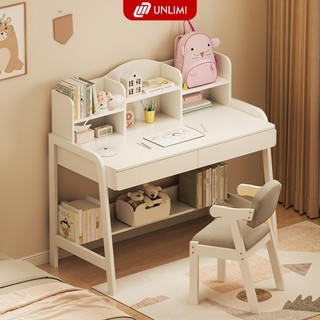 Bàn làm việc đa năng kèm kệ sách chân thép mặt gỗ phủ melamin thương hiệu unlimi - gm144