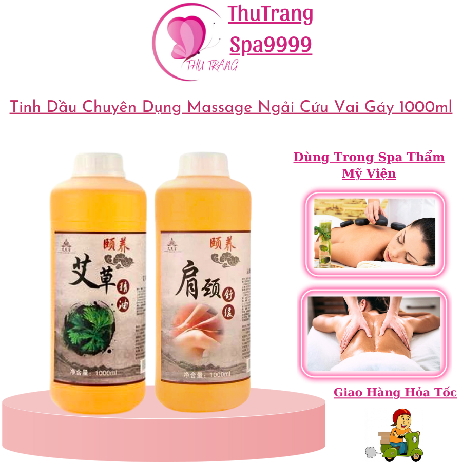 Tinh Dầu Ngải Cứu Già Massage 1000ml | Dầu Vai Gáy Massage Thư Giãn Body Dưỡng Sinh