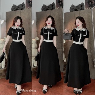 Váy tuyết mưa phối trắng dáng công sở dành cho nữ mặc đi chơi đi làm đi tiệc sang trọng xinh đẹp - Thời Trang Bảo Trang