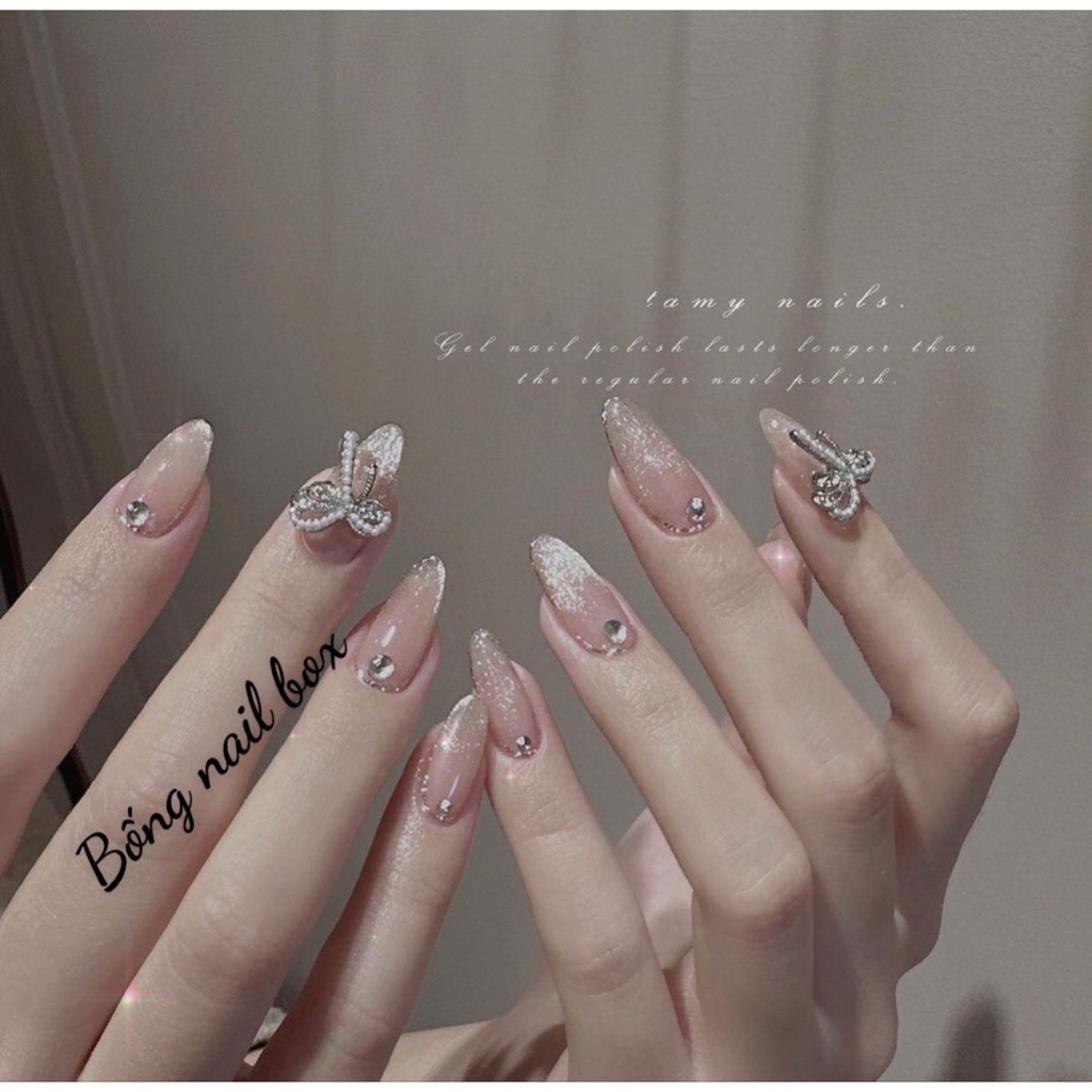 Nail box thiết kế móng mắt mèo phối charm nơ ( HOẢ TỐC HCM ) B311