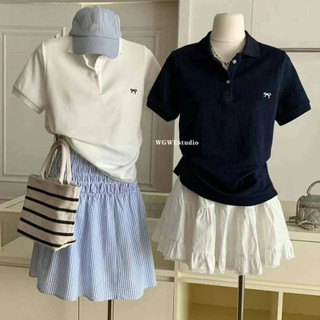 Áo thun polo in nơ tay ngắn 8454