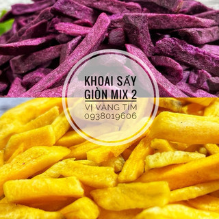 1kg khoai lang sợi sấy giòn 2vị vàng tím