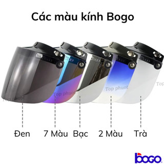 Kính BoGo Malysia gắn nón bảo hiểm nửa đầu, 3/4 - Dễ tháo lắp, chống nắng chống tia uv