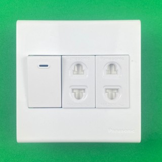 2 ổ cắm 2 chấu + công tắc 1 chiều vuông 16a panasonic - hàng ghép mặt vuông 78132us