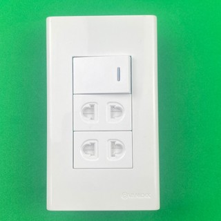  Bộ 2 Ổ Cắm 2 Chấu + Công Tắc 1 Chiều 16A Sino Dòng S18CC - Hàng Ghép S18CC2US 