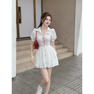 SET ĐẦM TRẮNG CỔ SƠMI + SHORT